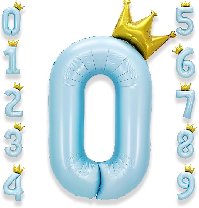 AULE 40 Inch Big Light Blue 0 Balloon Number by AULE