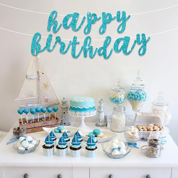 BEISHIDA Glitter Lake Blue 116 PCS A-Z DIY Letter Banner Kit Make Your Own - Image 4