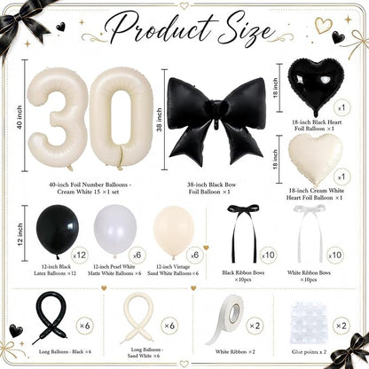 Beige Balloon Number 30 for 30th Birthday Decorations Women, Double Stuff Pearl - Image 3
