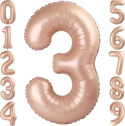 40 Inch Caramel Foil Number 3 Balloon by TNCDJKPA