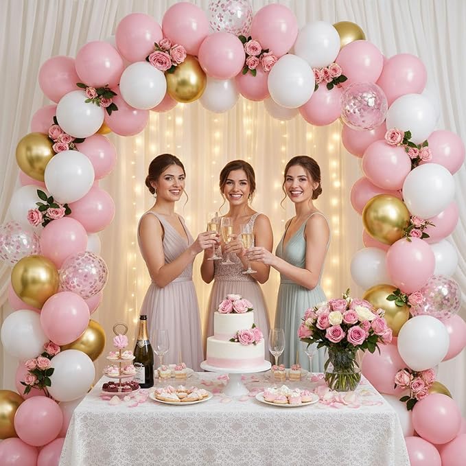 LovesTown Pink Gold and White Balloons - Image 2