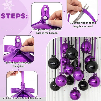 Jenaai 30 Set Black and Purple Foil Balloons Bulk 22 Inch 4d Metallic - Image 4