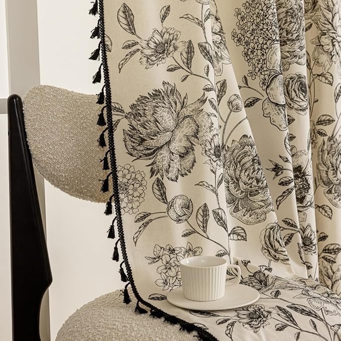 F-CHU Bohemian Curtains for Bedroom 63 Inch Length French Country Floral Drapes - Image 6