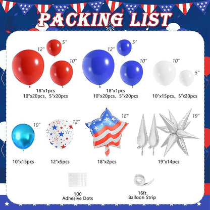 153Pcs 4th of July Balloon Arch Garland Kit Red White and Blue Party Decorations - Image 2