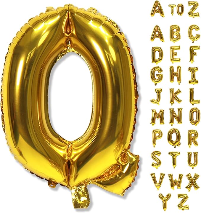 40 Inch Gold Alphabet Balloons, Large Mylar Self-Inflating Custom Letter Q Decor by Lingqiang