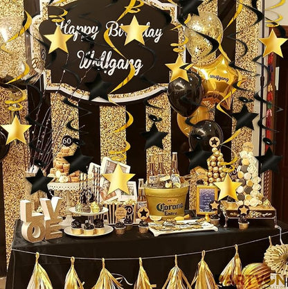 Black Gold Hanging Swirl Decorations - Image 6