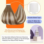 Full Shine Tape in Extensions 16 Inch Color 6 Brown Fading to 6 and 60 Blonde Invisible Double Sided Remy Tape Ins Human Hair Extensions 50 Grams Straight Seamless Soft and Silky 20 PCS for Wedding