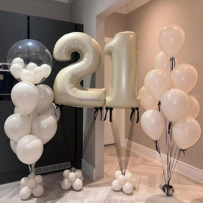 Cream Number 17 Balloons, 40 Inch 17 Balloons Giant Helium Foil Mylar Beige 17 - Image 6