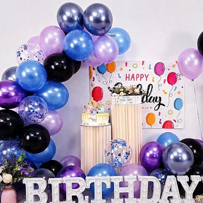 Black Purple Blue Balloon, 12Inch Metallic Navy Blue Purple Black Balloon Pearl - Image 4