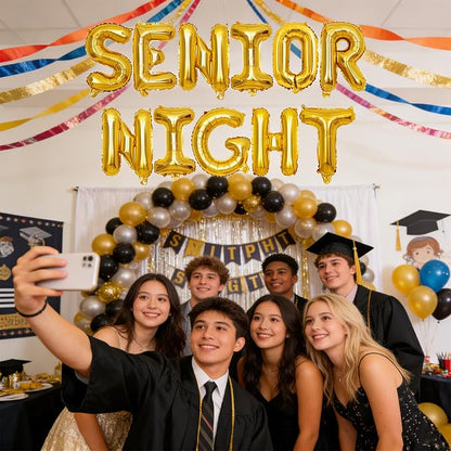 2 Set 22Pcs Gold SENIOR NIGHT Letter Balloons 16in Balloon Foil Letter - Image 3
