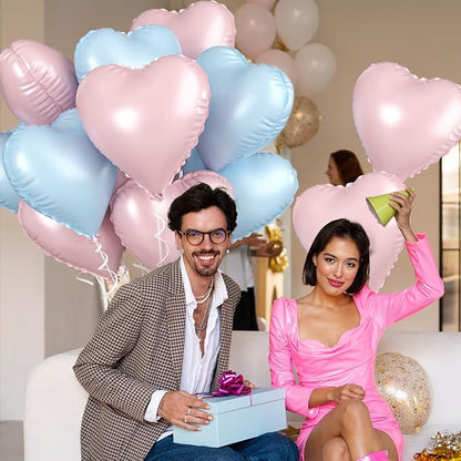 Pink Blue Heart Balloons, 18 Inch Pastel Blue Pink Foil Balloons, 18 Inch Light - Image 5