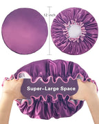 Aquior Shower Caps, Reusable Shower Cap for Women, Double Layer Waterproof Hair Cap, Large Size for All Hair Lengths,for Girls Spa Home Salon Use (purple)