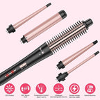 5 in 1 Curling Wand Set with Thermal Brush & Ceramic Barrels (0.35"-1.25"), Instant Heat Up, Dual Voltage Hair Curler, Perfect for Long Short Hair, and All Hair Types, Gift for Women