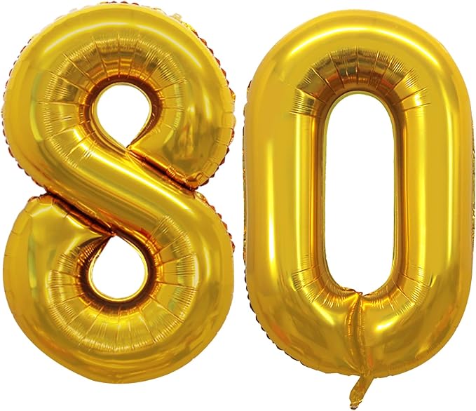 Number 80 Balloons for 80th Birthday Party Decorations, 42 Inch Jumbo Foil by GOER