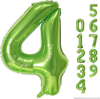 Green 4 Balloons, 40 Inch Large Foil Number Balloons Set 0-9, Self Inflate by Lingqiang