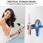 Hair Straightener Holder Hair Dryer Holder Wall Mounted, Blow Dryer and Curling Iron Holder, Blow Dryer Holder Wall Adhesive, Hair Dryer and Straightener Holder for Bathroom Salon (Silver)