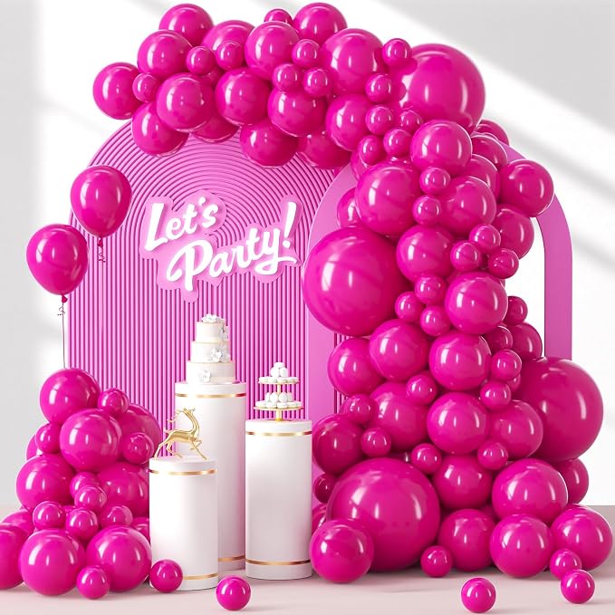 Awenztech 122pcs Hot Pink Balloon Arch Kit, 18 12 10 5 inch Hot Pink Latex by Awenztech