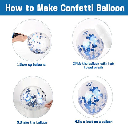 Zesliwy Blue Balloons Set with Confetti, Party Decor | Navy - Image 3
