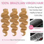 Clip in Hair Extensions Real Human Hair Body Wave 27 Honey Blonde Clip in 100% Brazilian Remy Human Hair Extensions 8pcs Per Set with 18 Clips Double Weft 22 Inch 110g/3.6oz