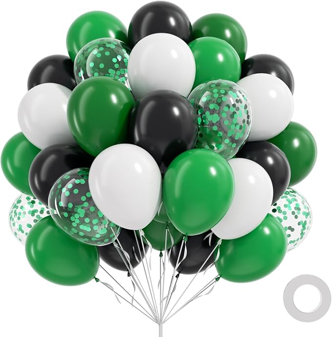60pcs Green and Black Balloons 12inch by Unknown