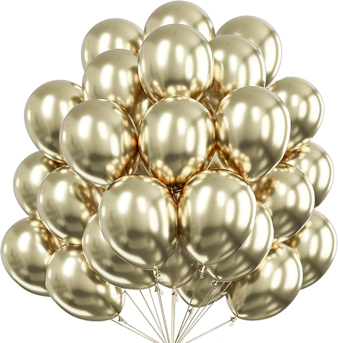 PartyWoo Metallic Gold Balloons 50pcs Chrome Gold Color 12 Inch | Balloons by PartyWoo