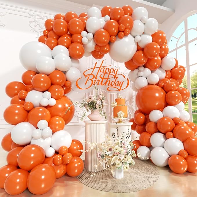 Orange and White Balloons Arch Kit 144pcs by Unknown