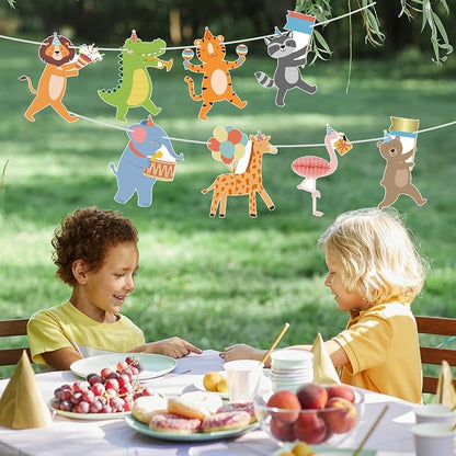 Hooqict Party Animal Banner Animal Birthday Party Decorations Happy Birthday - Image 3