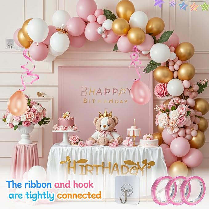Balloon Arch Garland Kit, 98.5ft Balloon Tape Strips&600 Glue Point Dot - Image 2