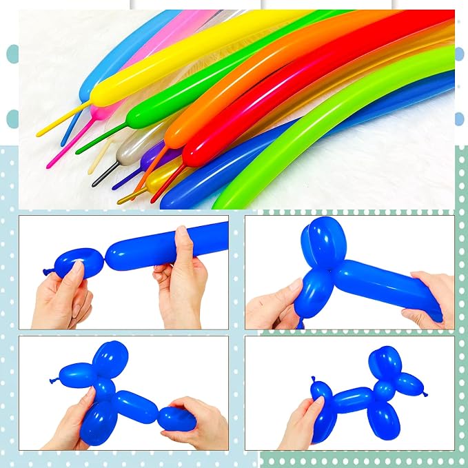 260Q Blue Twisting Balloons 100 Pack, Premium Long Latex Balloons - Image 6
