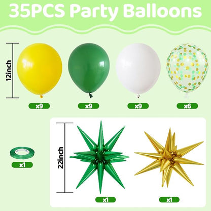 Yellow And Green Balloons, 12inch Green Yellow White Balloons, Confetti Balloon - Image 2