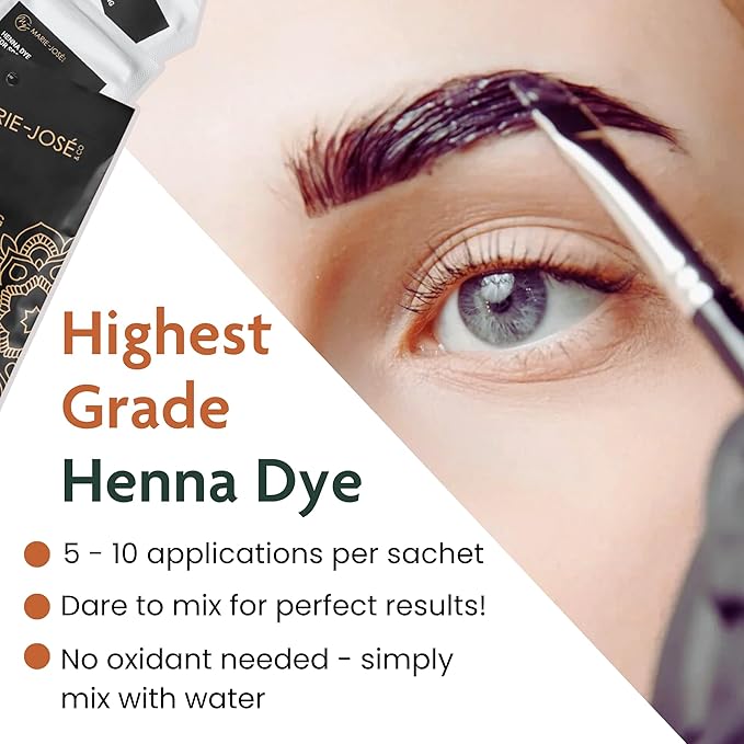 Marie-José & Co Henna Dye Set - Professional Henna Tint for Spot Coloring - Good for 50 Applications (Light Brown)