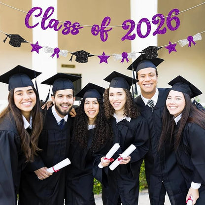 Class of 2026 Banner Purple Graduation Decorations Prestrung 2026 Graduation - Image 5