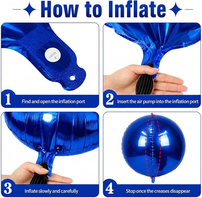 15 Pcs Navy Blue Round Foil Balloons, 22/15/10 Inch 4D Ball Balloons Metallic - Image 3