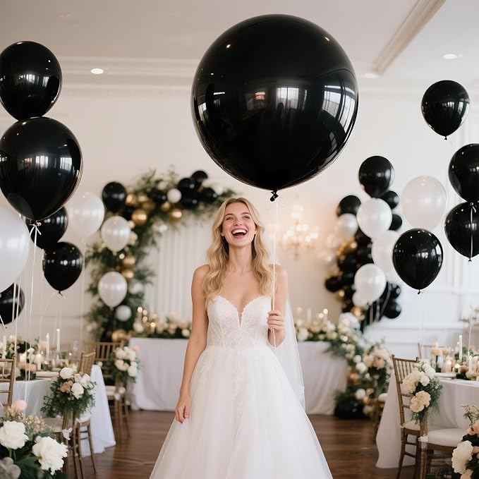 18 Inch Black Balloons 12 Pack Large Latex Party Balloons | Round Helium Balloon - Image 7