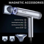 Hair Dryer, Professional Brushless Motor Ionic Hair Blow Dryer with Diffuser, Magnetic Nozzles, 0.83Pound, 2000W, 60dB, 3 Heat Settings & 3 Speed & Cold Settings