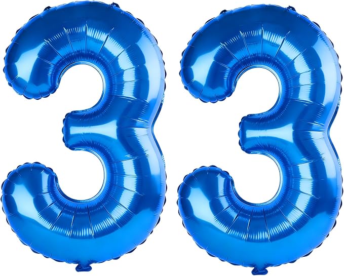 40 Inch Number 33 Balloons for 33rd Birthday Party Decorations, 0-100 Dark Blue by FOBELEC