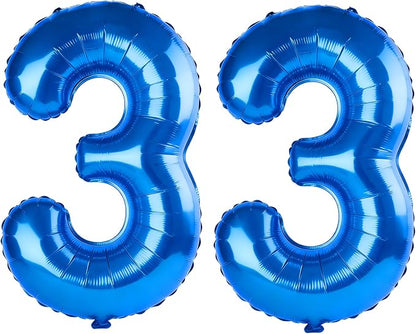 40 Inch Number 33 Balloons for 33rd Birthday Party Decorations, 0-100 Dark Blue by FOBELEC