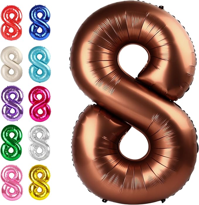 Coffee Brown Number 8 Balloon 40 inch, Birthday Party Balloons Decorations | by Upgesy