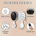 12 Pcs Volleyball Mini Detangler Brush, Mini Travel Hair Brush, Bristles Plastic Detangling Brush,No Tangle Soft Flexible Bristles for Straight, Curly, Thick Hair for Volleyball Team Gift Sport Party