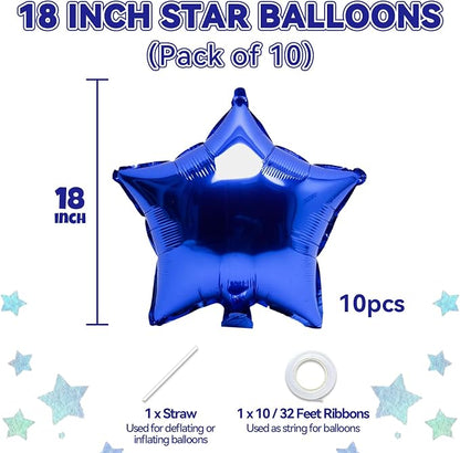 Biapian Blue Star Foil Balloons, 18 Inch Aluminum Balloon - Image 2