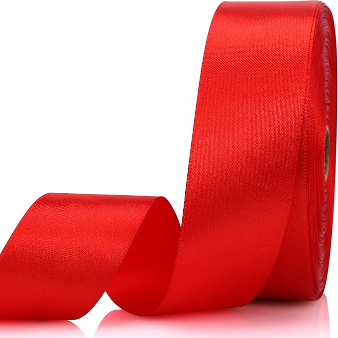 1-1/2 Inch 60 Yards Red Solid Satin Ribbon by Unknown