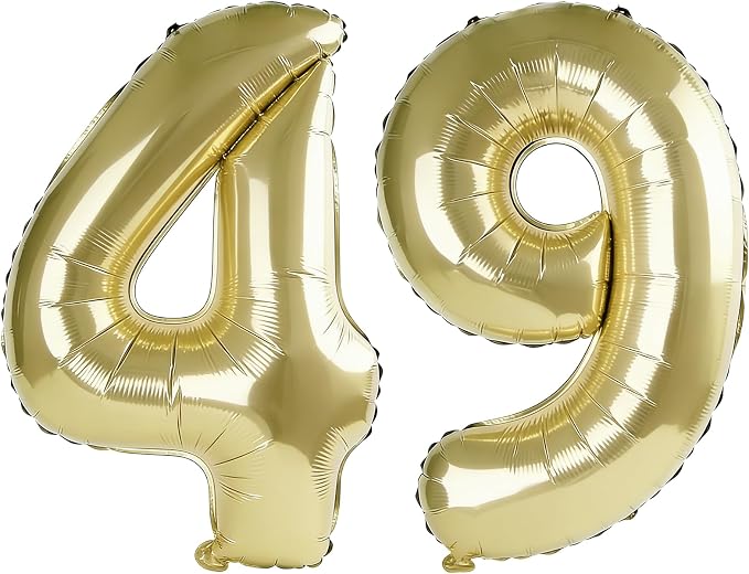 40 Inch Number 49 Balloons for 49th Birthday Party Decorations, 0-100 Champagne by FOBELEC