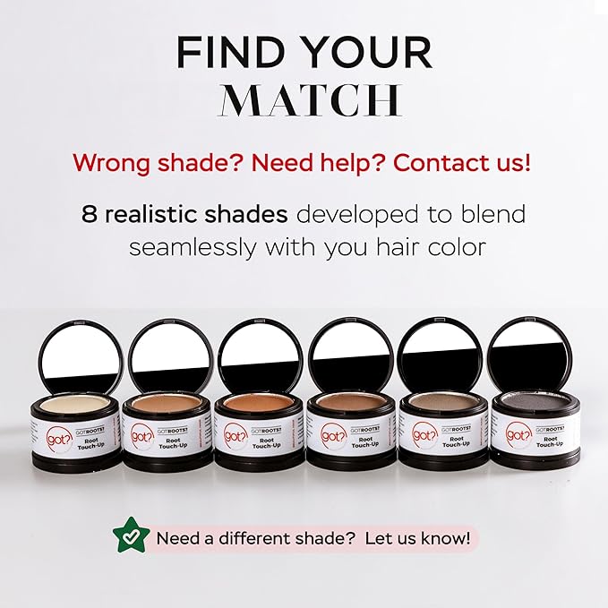 Got? Roots - Temporary Thinning & Gray Hair Cover Up with Pigment Infused Binding Powder for Auburn Hair - Root Touch Up, Brow Filler & Hairline Enhancer - 0.14 OZ Tub