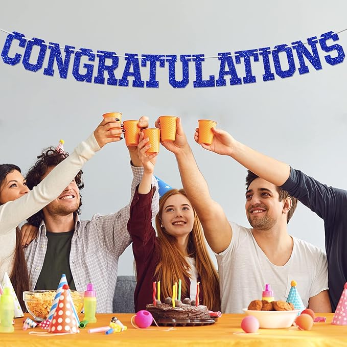 Blue Glitter Congratulations Banner, Achievement Celebrations, 2026 - Image 3