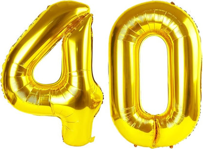 40 Balloon - Gold Birthday Number Balloons, 40 Inch Decorations Men Women | by ALPHADELTAPI