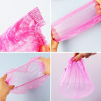 200 PCS Disposable Shower Caps Thickened Waterproof Hair Bath Caps for Women Men Girls Travel Spa Hotel Home Use Salon - Multi-Purpose Elastic Plastic Shower Caps, Essentials Accessories 18.1" (Pink)
