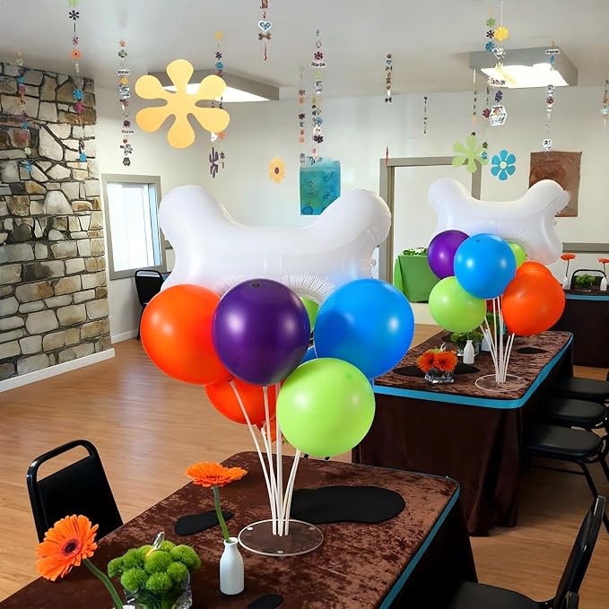 4 Set Purple Orange Green Blue Balloon Stand Centerpiece Table Decorations - Image 6