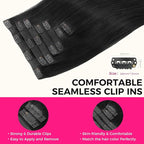 Lashey Seamless Clip in Hair Extensions Human Hair, 7pcs 110g Jet Black Straight Remy Human Hair Clip in Extensions 20 Inch Hair Extensions with Soft PU Weft
