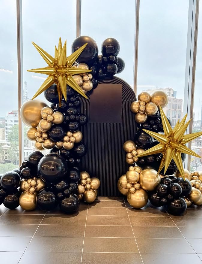 Black and Gold Balloons Arch Garland Kit, Fathers Day Balloon arch - Image 4