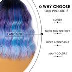 Colourful Short Bob Wigs with Bangs for Women Loose Wavy Wig Curly Wavy Shoulder Length Bob Synthetic Cosplay Wig for Girl Colorful Costume Wigs (Colourful-1)
